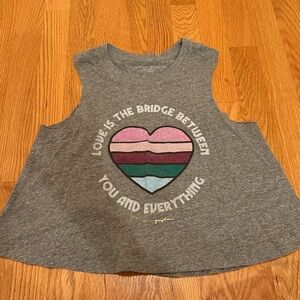 Gray Sleeveless Top with Heart Graphic